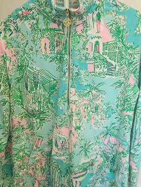 Lilly Pulitzer Pink Ribbon Tag with Mint and Green Print